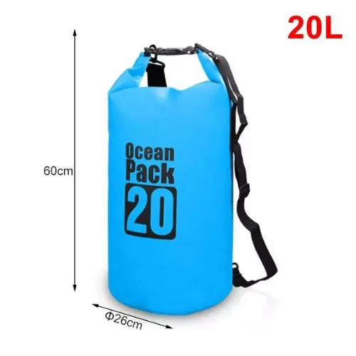 20L Waterproof Dry Bag Floating Shoulder Bag Roll Top Pink Color