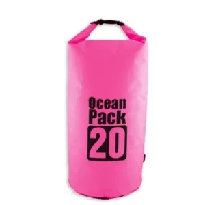 20L Waterproof Dry Bag Floating Shoulder Bag Roll Top Pink Color