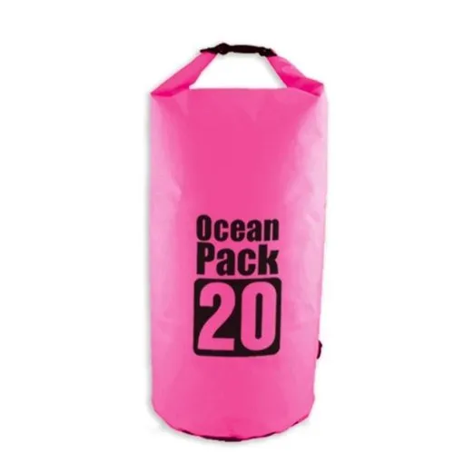 20L Waterproof Dry Bag Floating Shoulder Bag Roll Top Pink Color