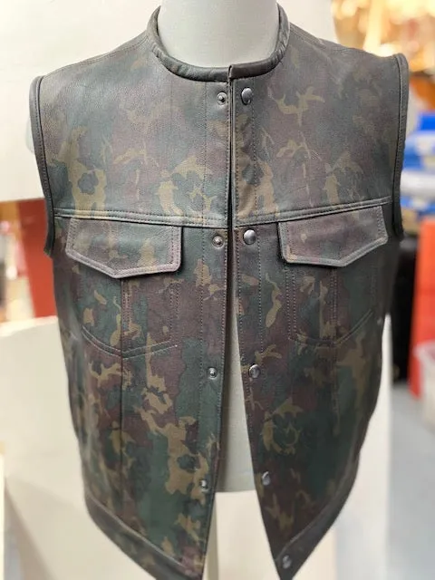 #3422 Men's Leather Camo Vest