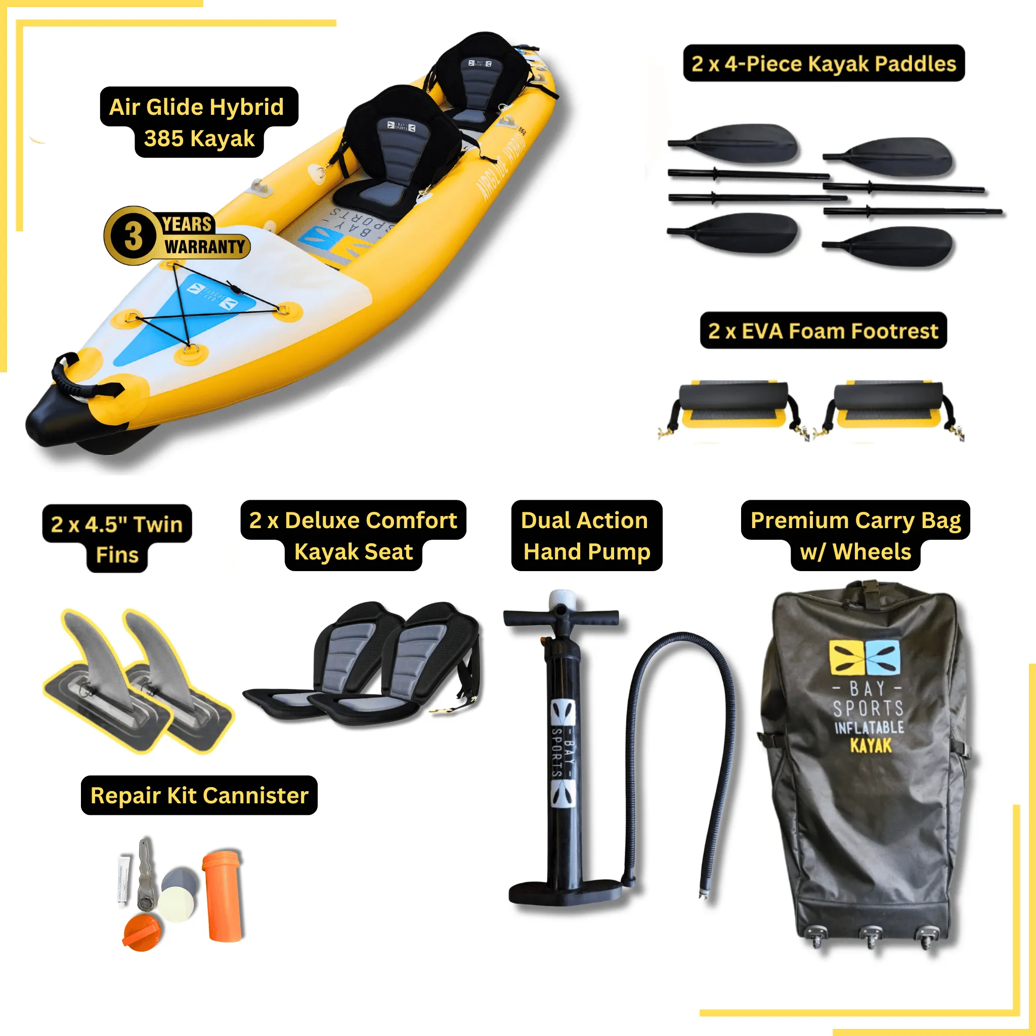 Air Glide Hybrid 385 - 3.85M Tandem Inflatable Kayak