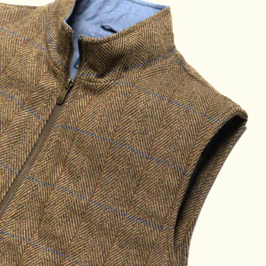 Ashton Wool Herringbone Vest - Mosswood