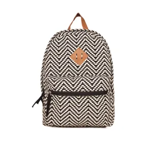 ASTRID Black And White Cotton Backpack for Women (Medium Size) Bags