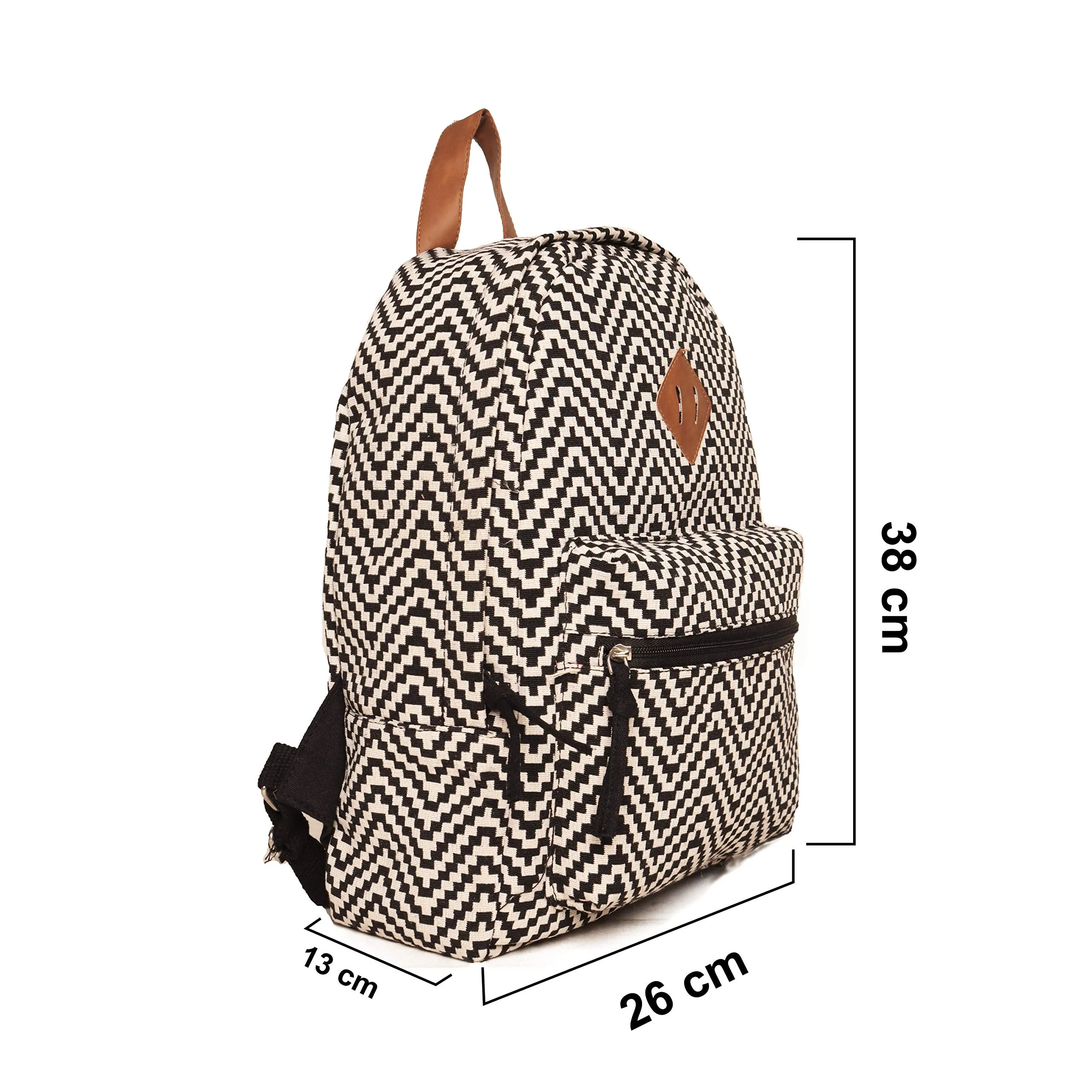 ASTRID Black And White Cotton Backpack for Women (Medium Size) Bags