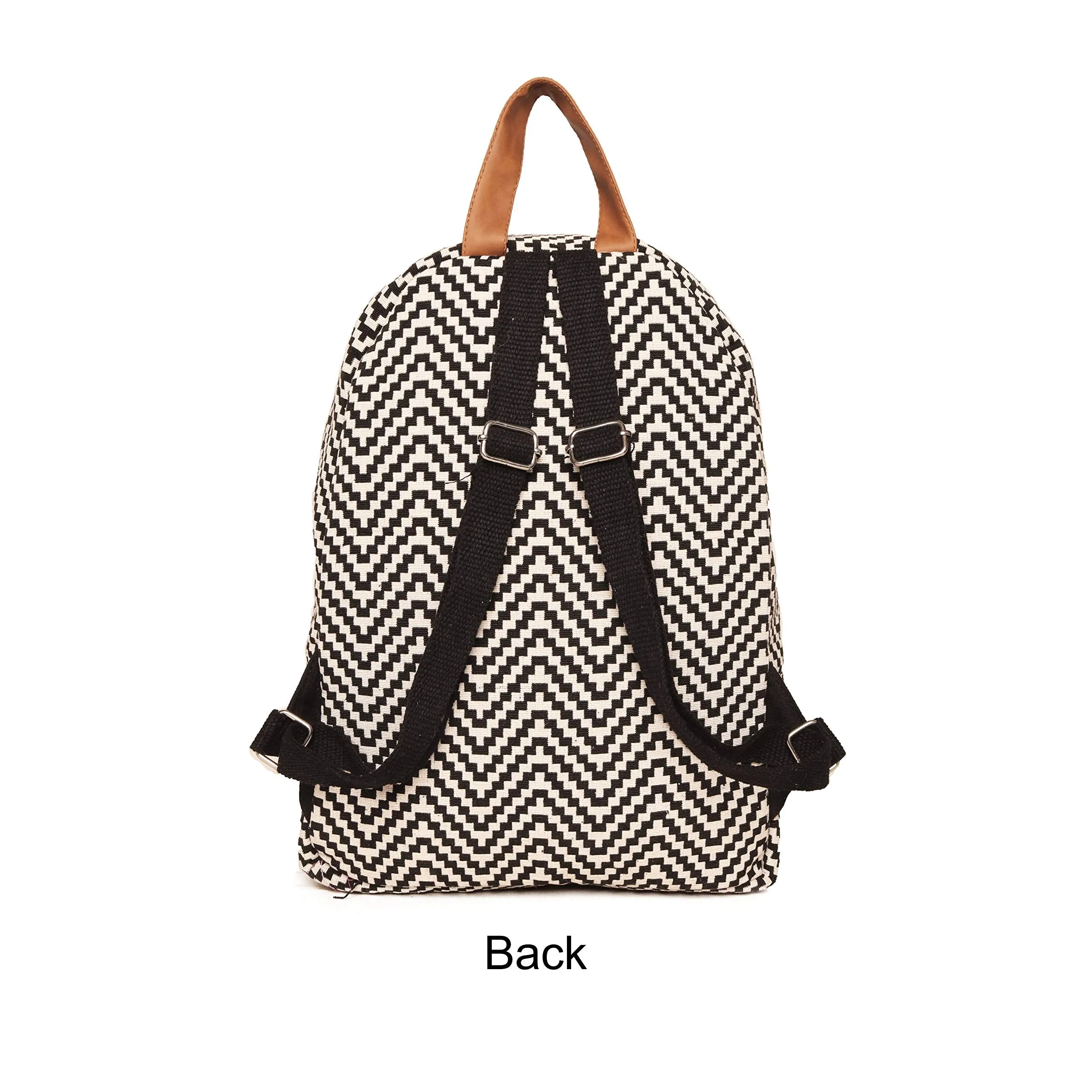 ASTRID Black And White Cotton Backpack for Women (Medium Size) Bags