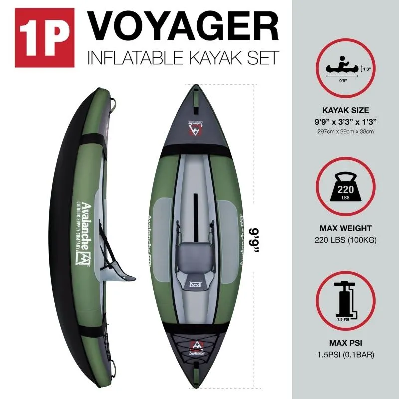 Avalanche 9'9" Voyager 1-Person Inflatable Kayak