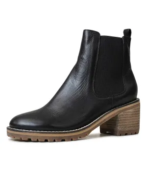 Biscoti Black Leather Ankle Boots