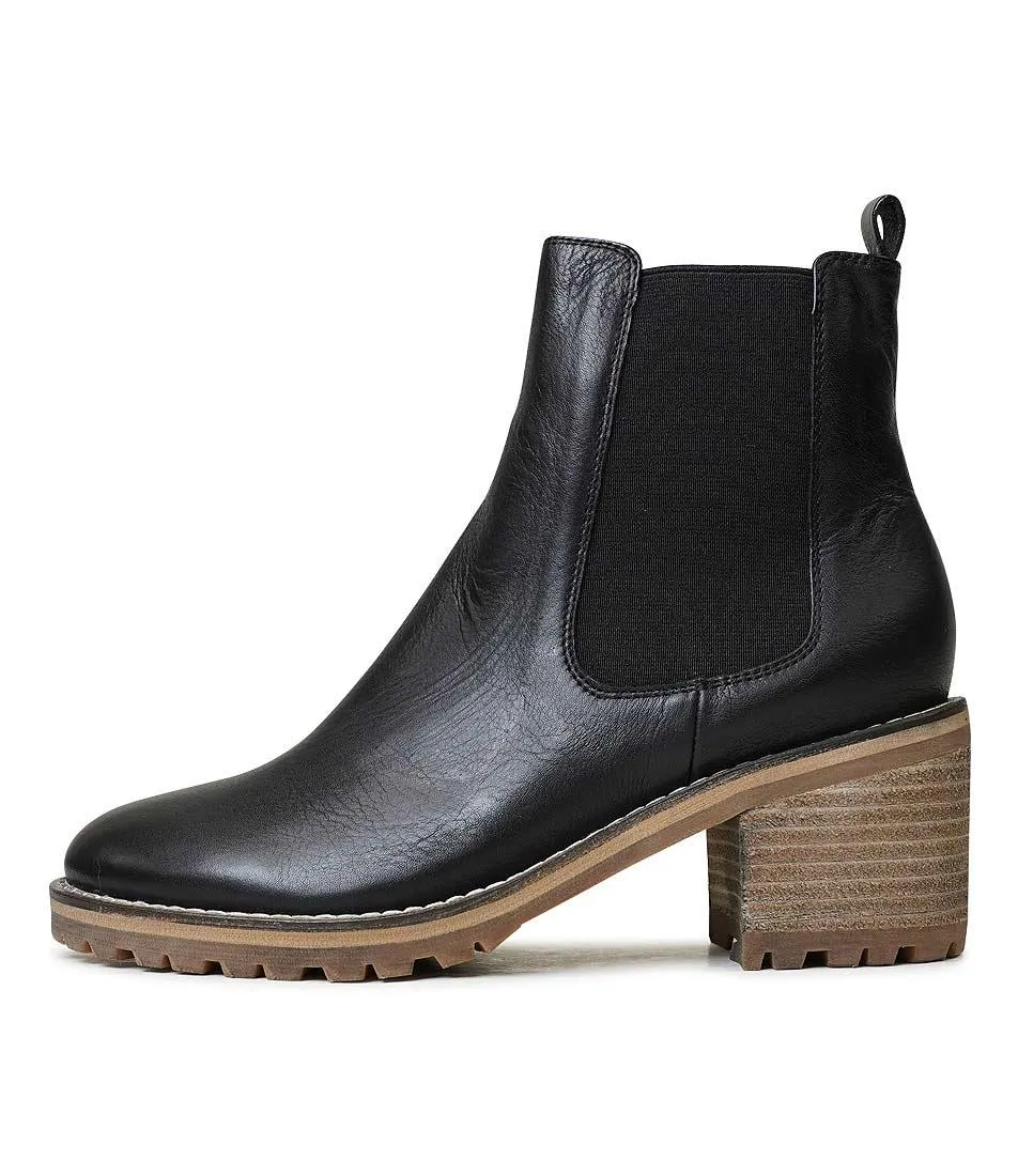 Biscoti Black Leather Ankle Boots