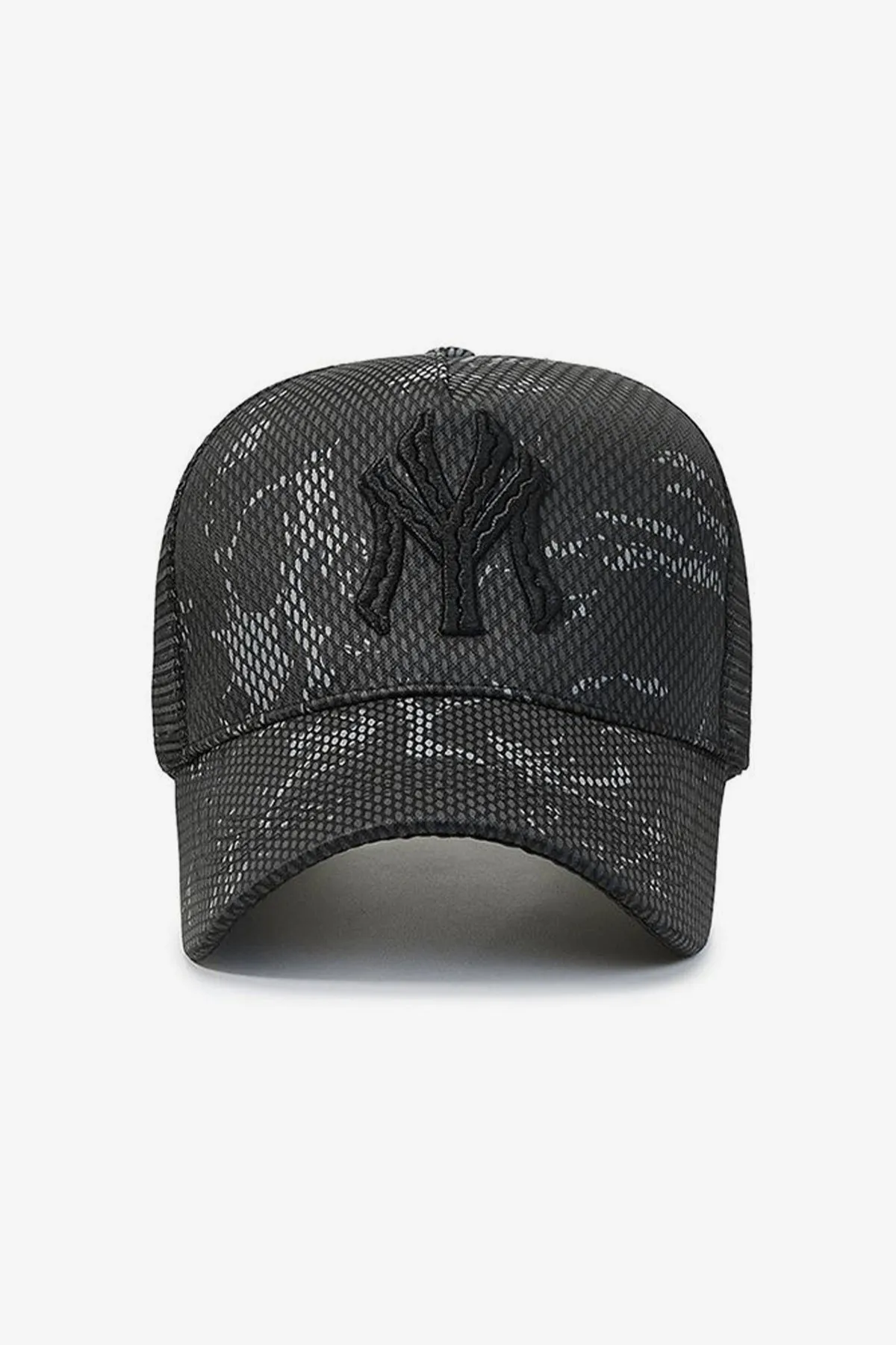 Black Camo Mesh Embroidered Cap - S23 - MCP093R