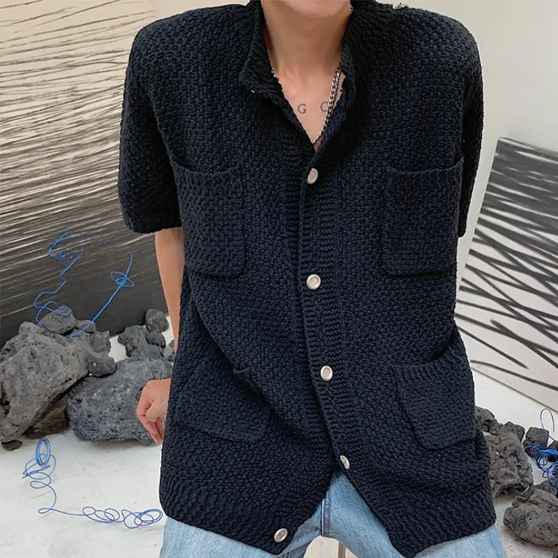 Breathable Button Knit Short Sleeve Shirt