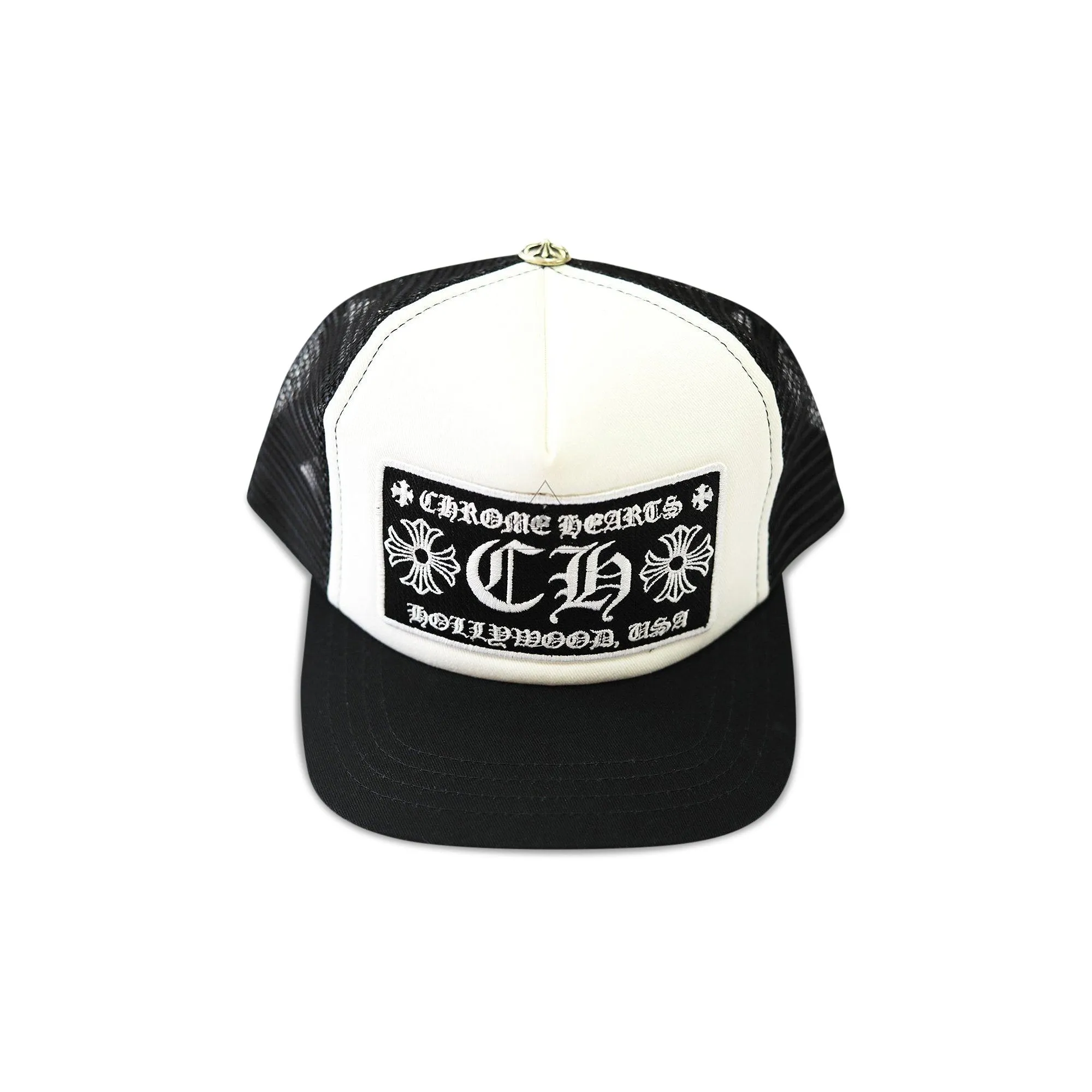 Chrome Hearts Ch Hollywood Trucker Cap, Black/White