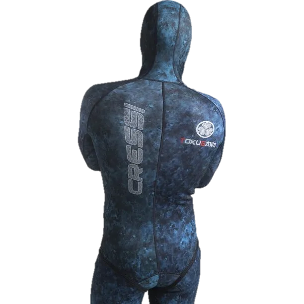 Cressi 2mm Tokugawa Men's 2-Piece Nylon Blue Camo Wetsuit w/ Hood