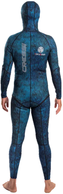 Cressi 2mm Tokugawa Men's 2-Piece Nylon Blue Camo Wetsuit w/ Hood