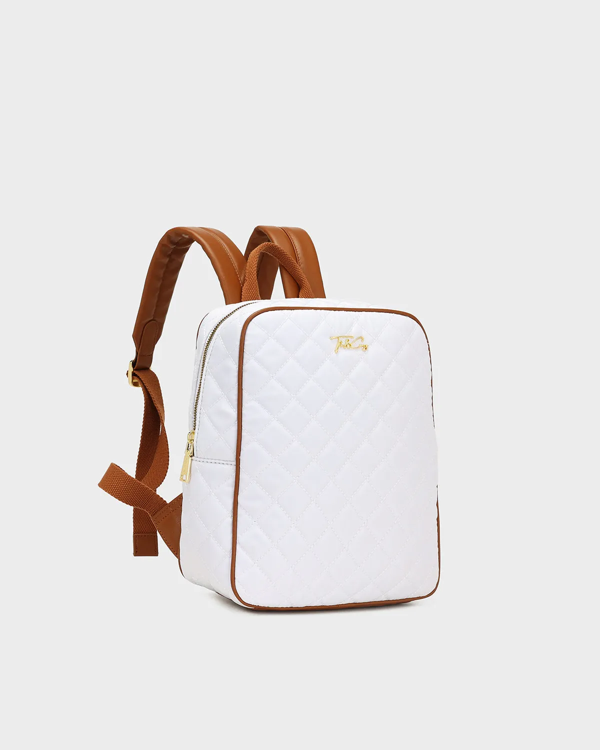 Diamond Stitch Backpack in White