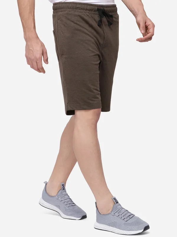 Dusty Olive Regular Fit Solid Shorts | JadeBlue