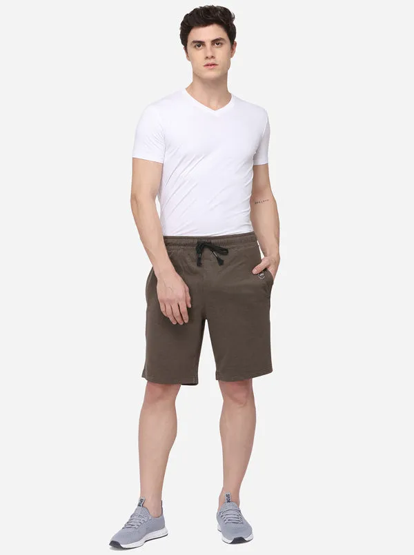 Dusty Olive Regular Fit Solid Shorts | JadeBlue