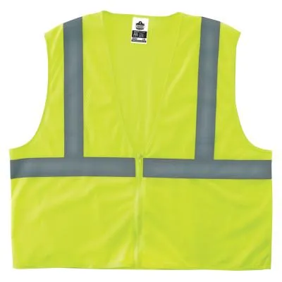 Ergodyne GloWear 8205Z Type R Class 2 Vests, Zipper, Large/X-Large, Lime, 20995