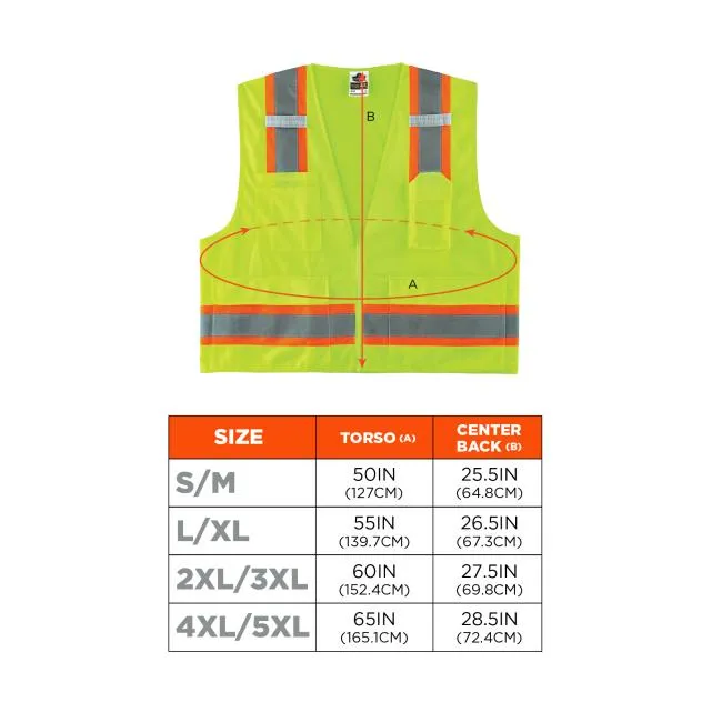 Ergodyne GloWear 8248Z Type R Class 2 Two-Tone Surveyors Vest - Lime