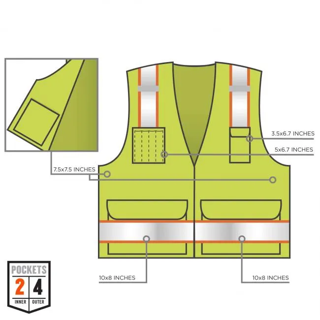 Ergodyne GloWear 8248Z Type R Class 2 Two-Tone Surveyors Vest - Lime