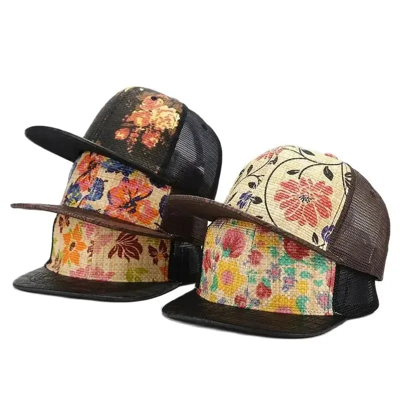 Floral Print Trucker Snapback Cap