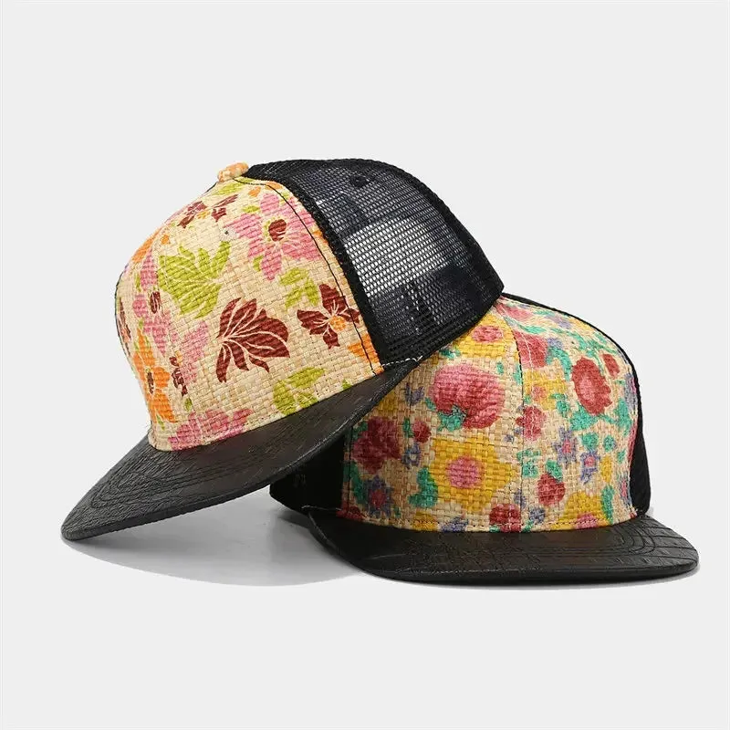 Floral Print Trucker Snapback Cap