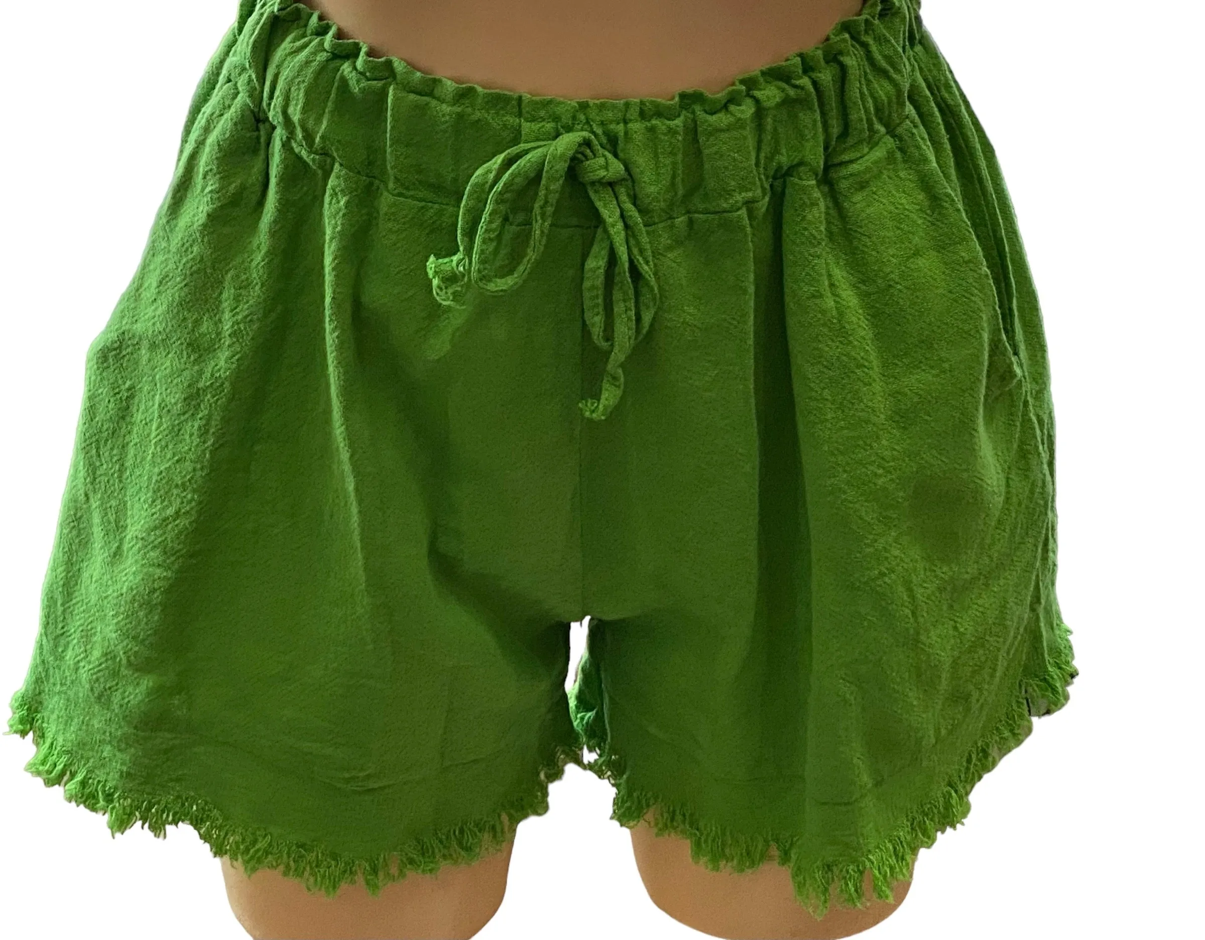 Frayed Effect Linen Shorts With Pockets (2 Colours)