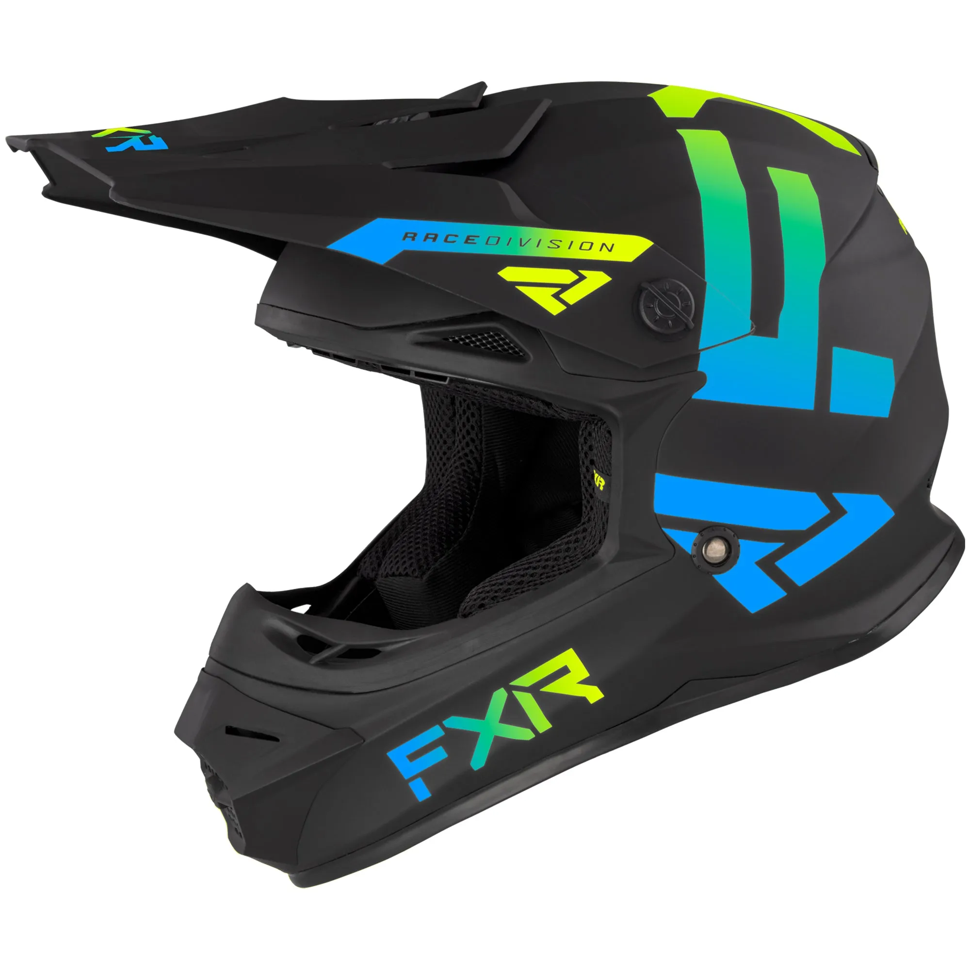 FXR Youth Legion Open Face Offroad Helmet Black/Blue/Hi-Vis