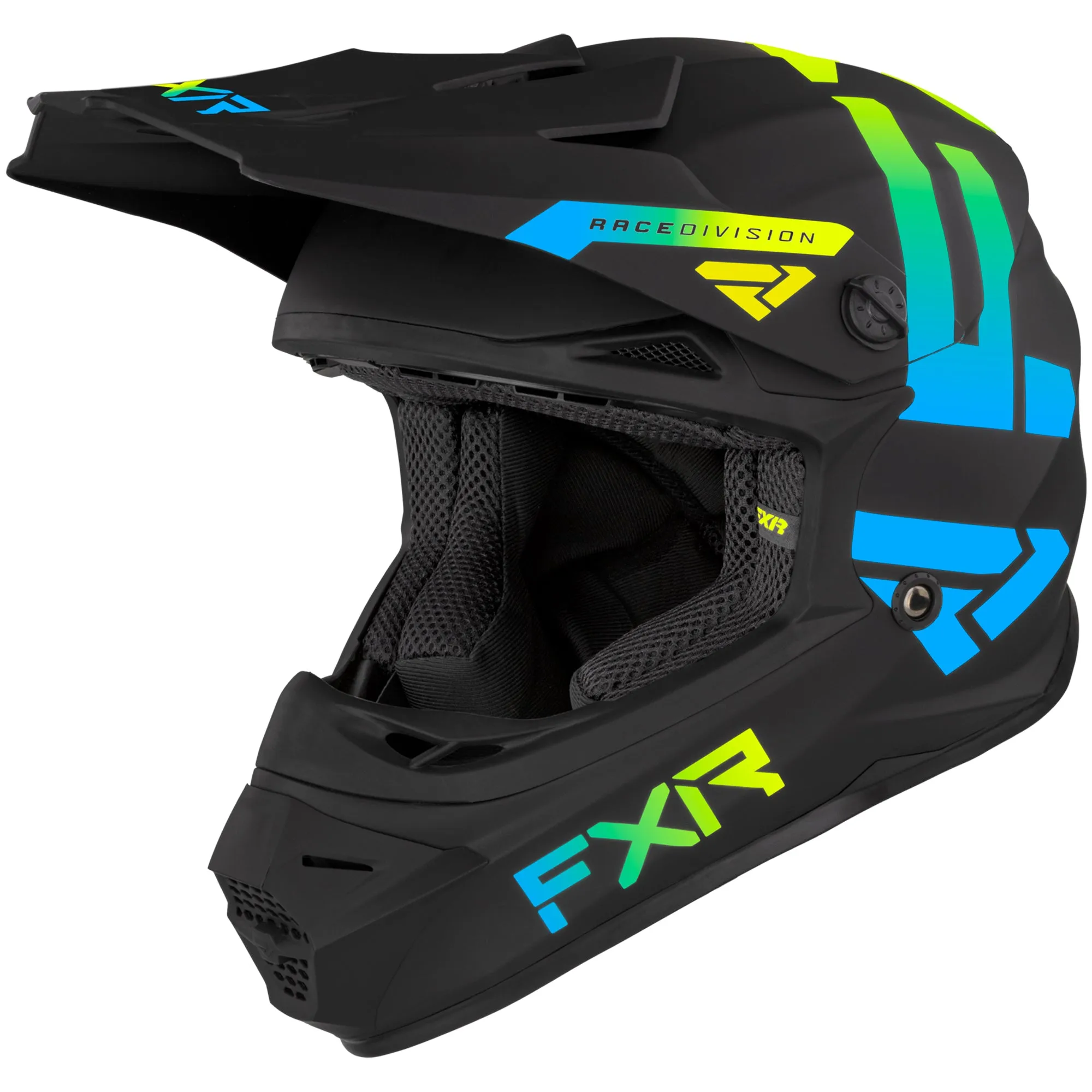 FXR Youth Legion Open Face Offroad Helmet Black/Blue/Hi-Vis