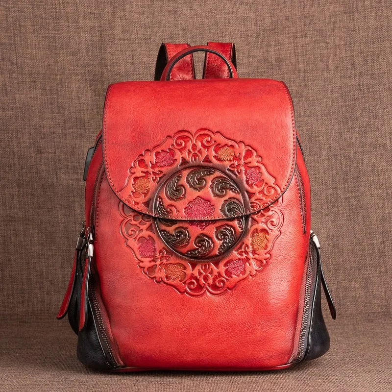 Handmade Embossed Vintage Fashion Backpack