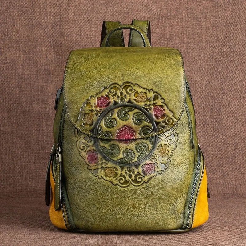 Handmade Embossed Vintage Fashion Backpack