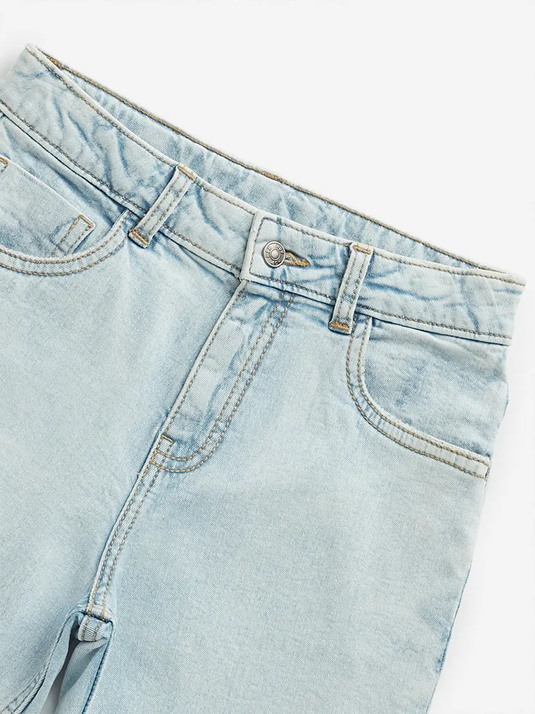 HOP Kids Light Blue Mid Rise Shorts