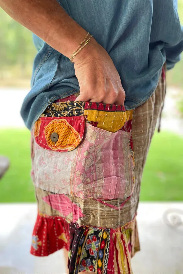 Kantha Sunrise "Fireball" Shorts by Jaded Gypsy