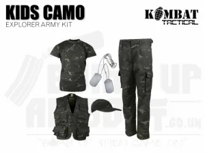 Kombat UK Kids Camouflage Explorer Army Kit - BTP Black