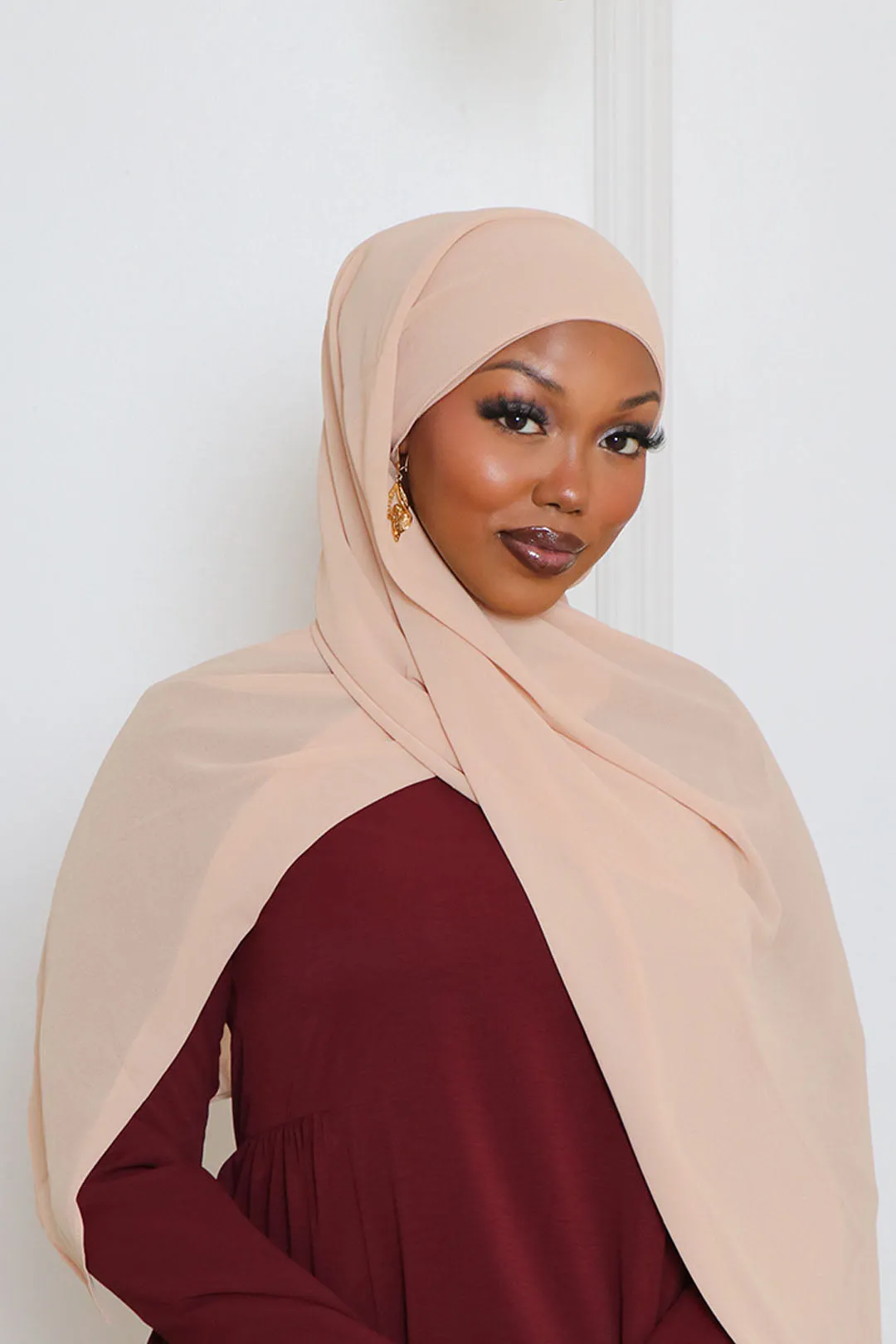 Laila Matching Chiffon Hijab Set- Gold