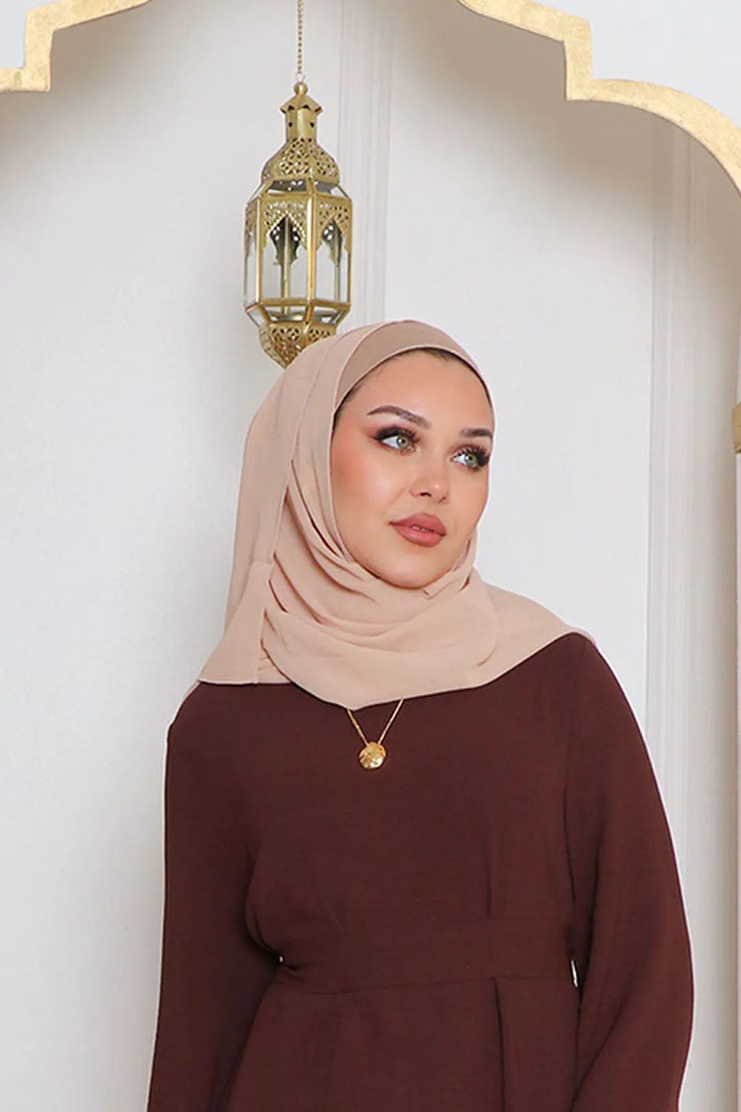 Laila Matching Chiffon Hijab Set- Gold