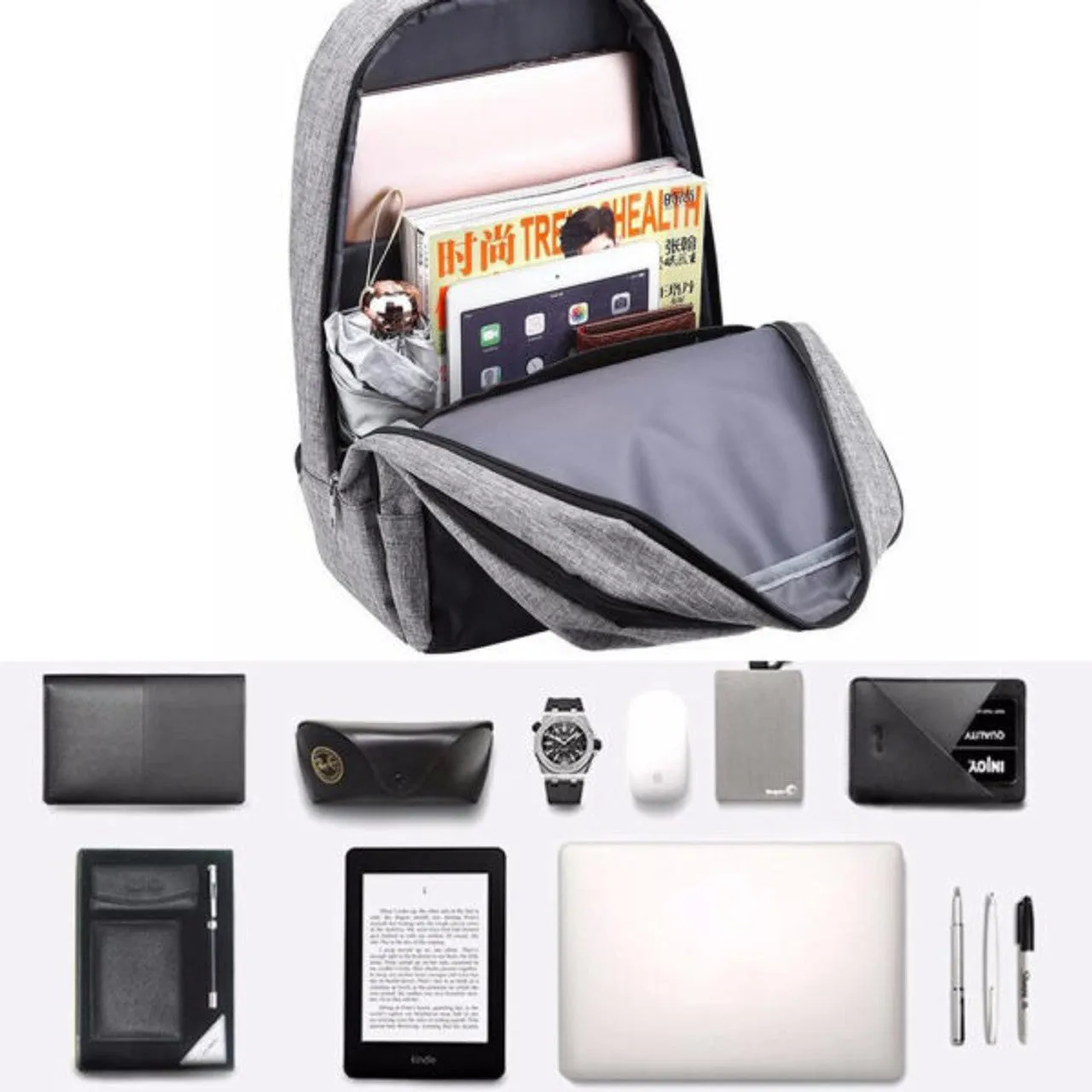 Laptop Backpack With External Charging Usb Port Xf0760 Black