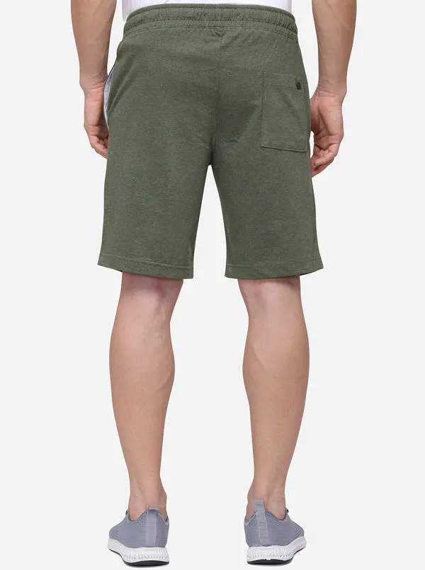 Lichen Green Solid Regular Fit Shorts | JadeBlue