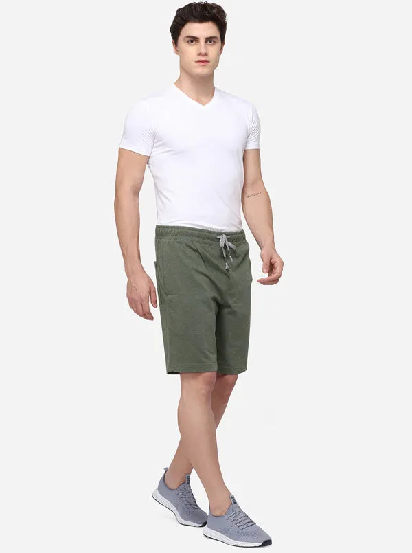 Lichen Green Solid Regular Fit Shorts | JadeBlue