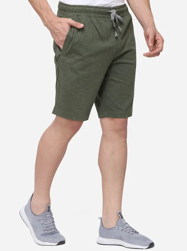 Lichen Green Solid Regular Fit Shorts | JadeBlue