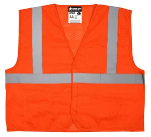 MCR Safety Class 2,Econ Vest,Mesh,FL Orange,LF  X3