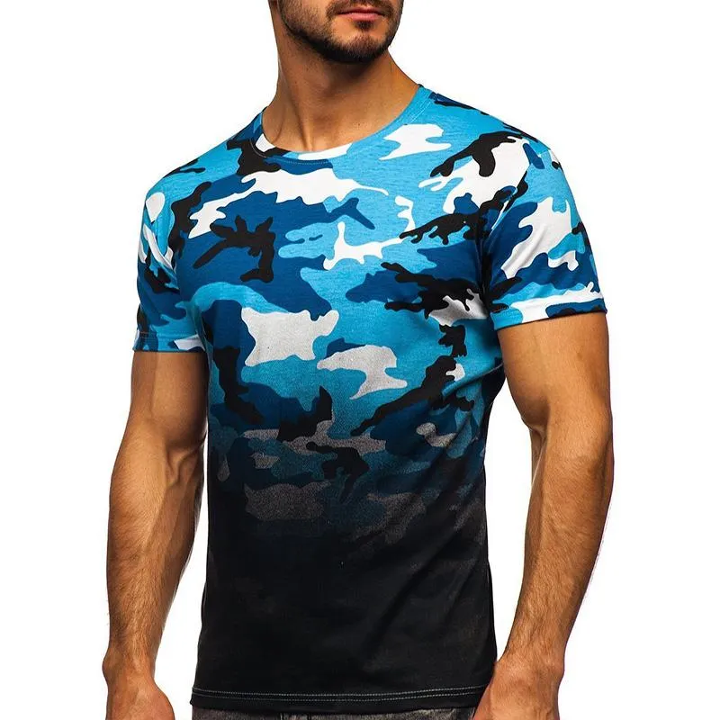 Men's Camouflage Round Neck Short Sleeve T-Shirt 21832744YM