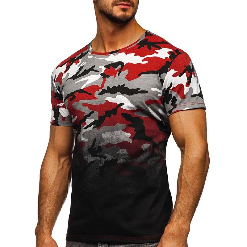 Men's Camouflage Round Neck Short Sleeve T-Shirt 21832744YM