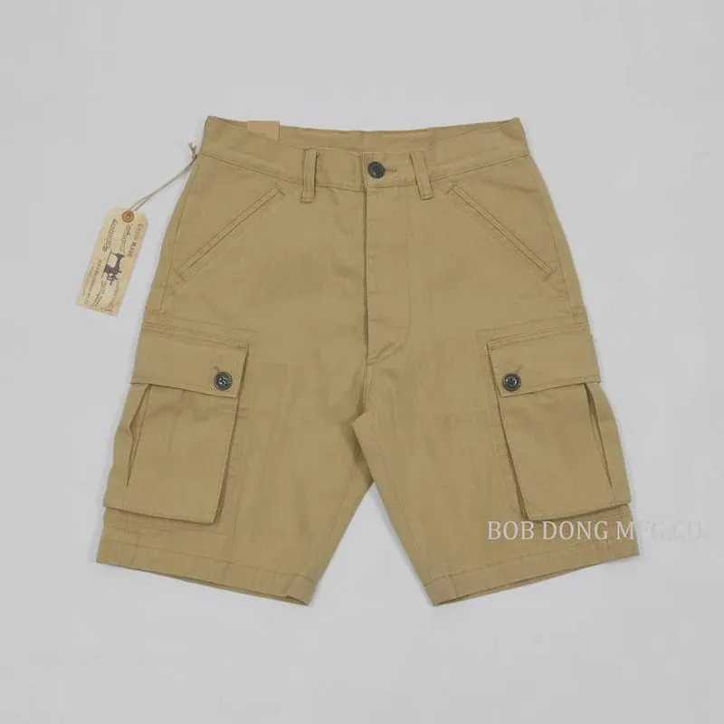 Military Vintage Men HBT Cargo Shorts Straight Loose Fit