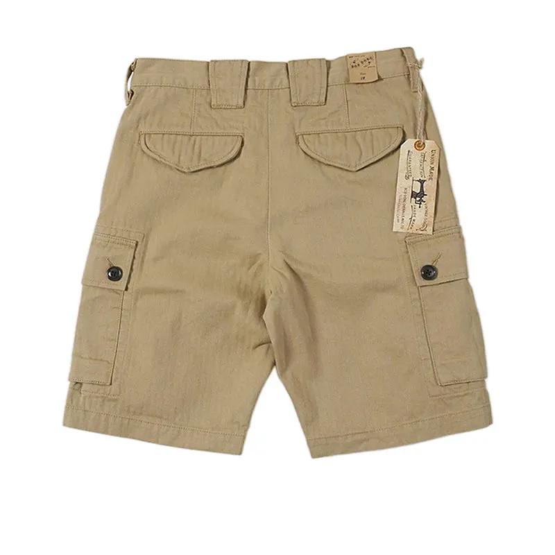 Military Vintage Men HBT Cargo Shorts Straight Loose Fit