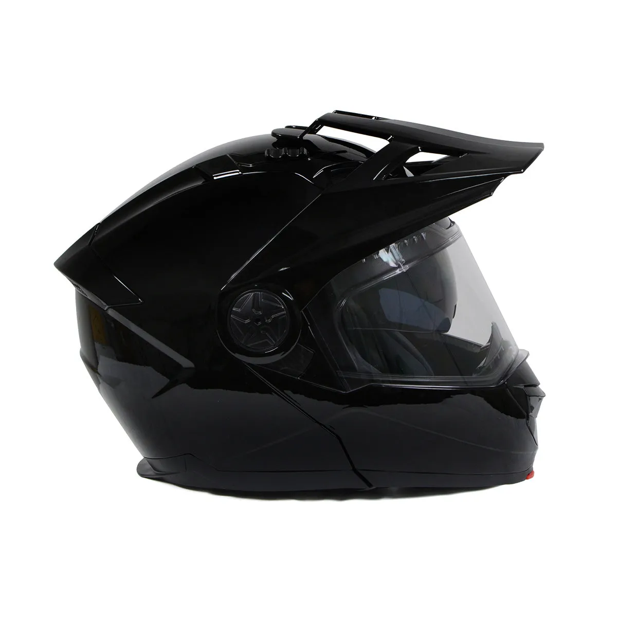 Milwaukee Helmets Gloss Black Ominous Dual Sport Advanced Motorcycle Modular Helmet for Men and Women DOT Approved MPH9821DOT