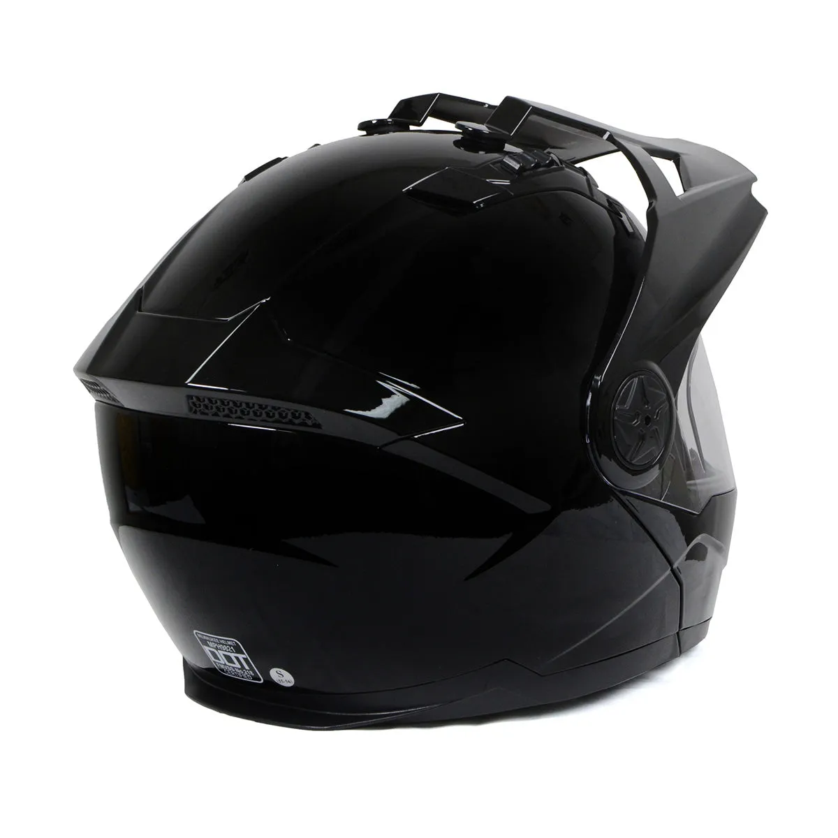 Milwaukee Helmets Gloss Black Ominous Dual Sport Advanced Motorcycle Modular Helmet for Men and Women DOT Approved MPH9821DOT