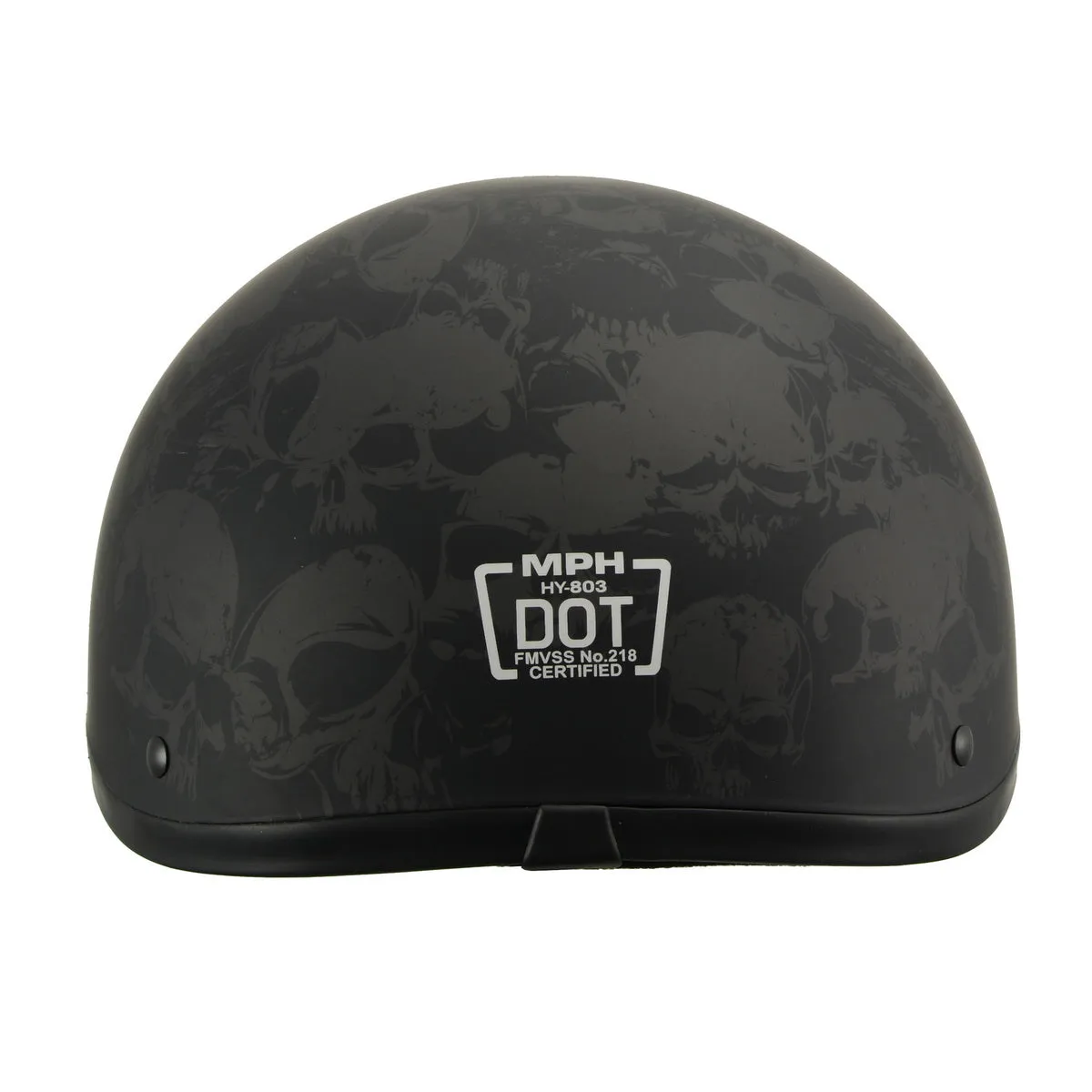 Milwaukee Helmets MPH9771DOT 'Skull Graphics' Americas Smallest Matte Black Half Helmet