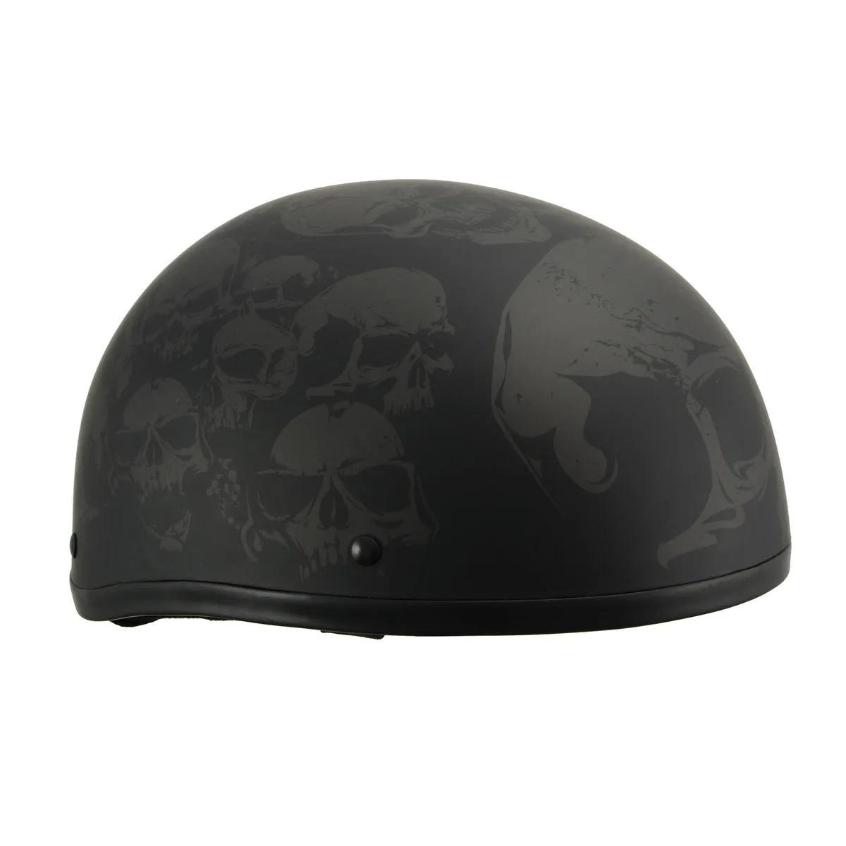 Milwaukee Helmets MPH9771DOT 'Skull Graphics' Americas Smallest Matte Black Half Helmet