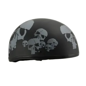 Milwaukee Helmets MPH9775DOT Americas Smallest Matte Black Half Helmet with Skeleton Head Graphics