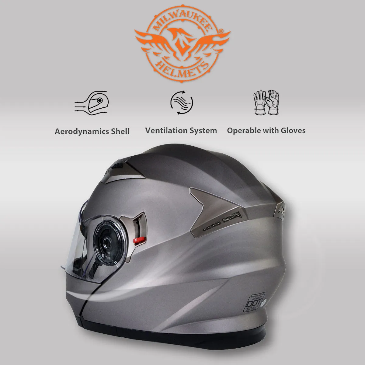 Milwaukee Helmets MPH9808DOT 'Ionized' Silver Advanced Motorcycle